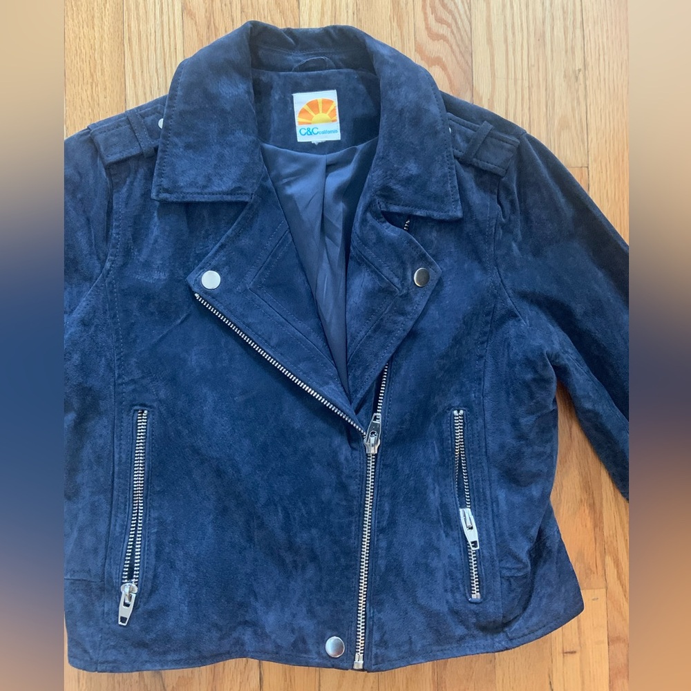 Ladies blue suede jacket size medium